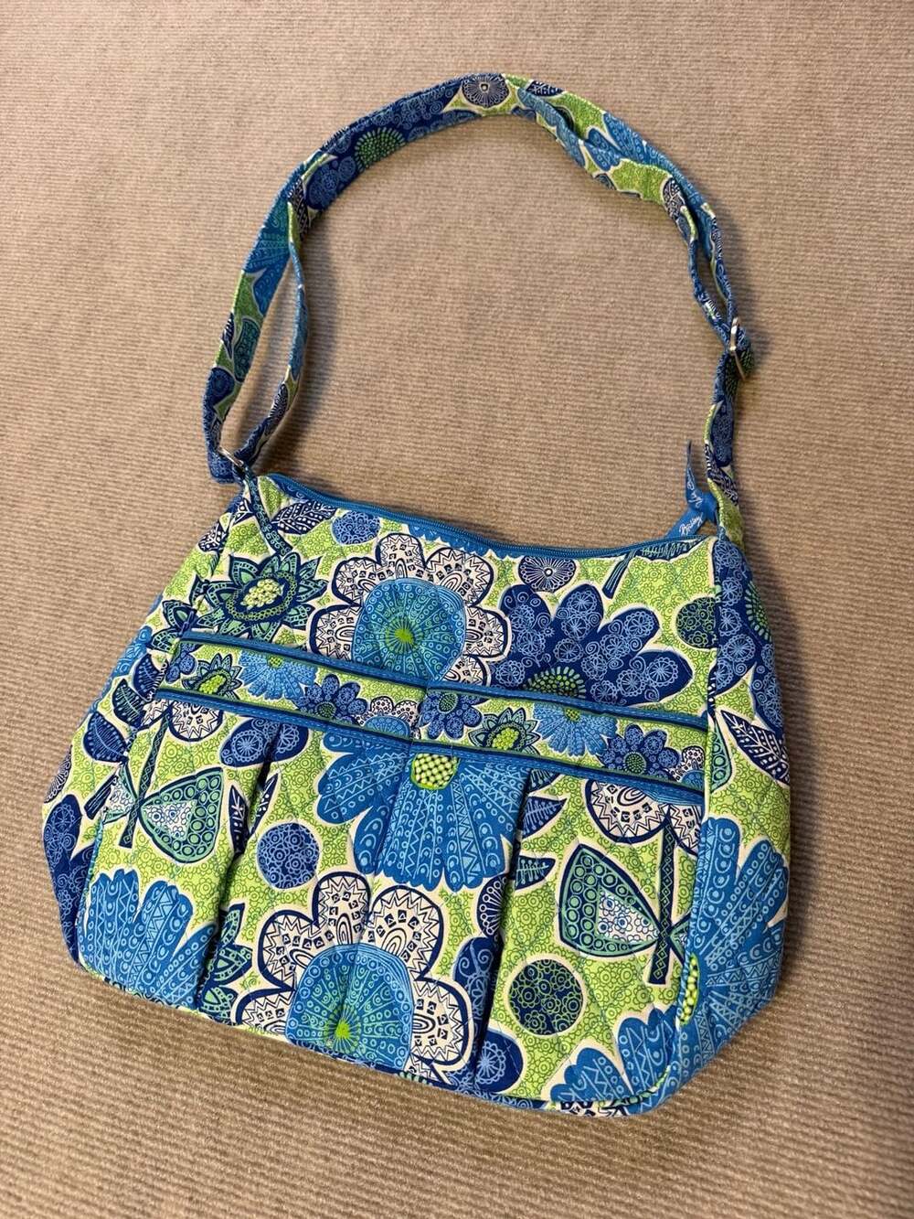 Vera Bradley Doodle Daisy Blue Green Quilted Crossbody Y2K Playground Prep